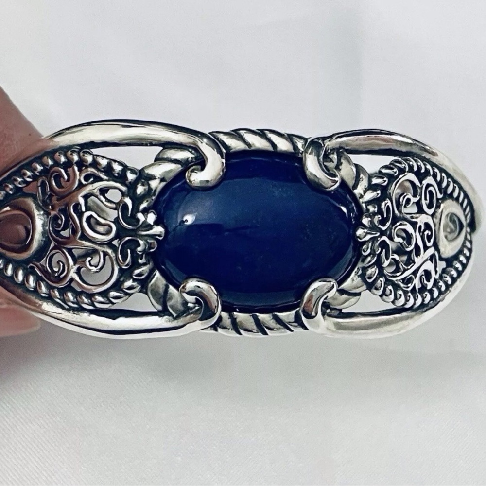 Carolyn Pollack Blue Lapis Lazuli and Sterling Silver Women's Cuff Bracelet - Picture 2 of 8